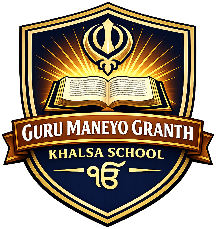 Guru Maneyo Granth Khalsa School crest
